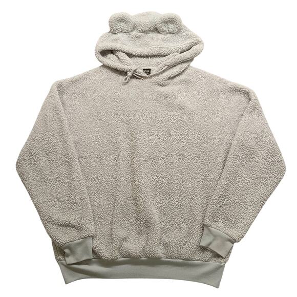 Gold Rush Heavy Pile Fleece Hoodie M Women's Bear Ears Grey Polyester - Picture 1 of 6